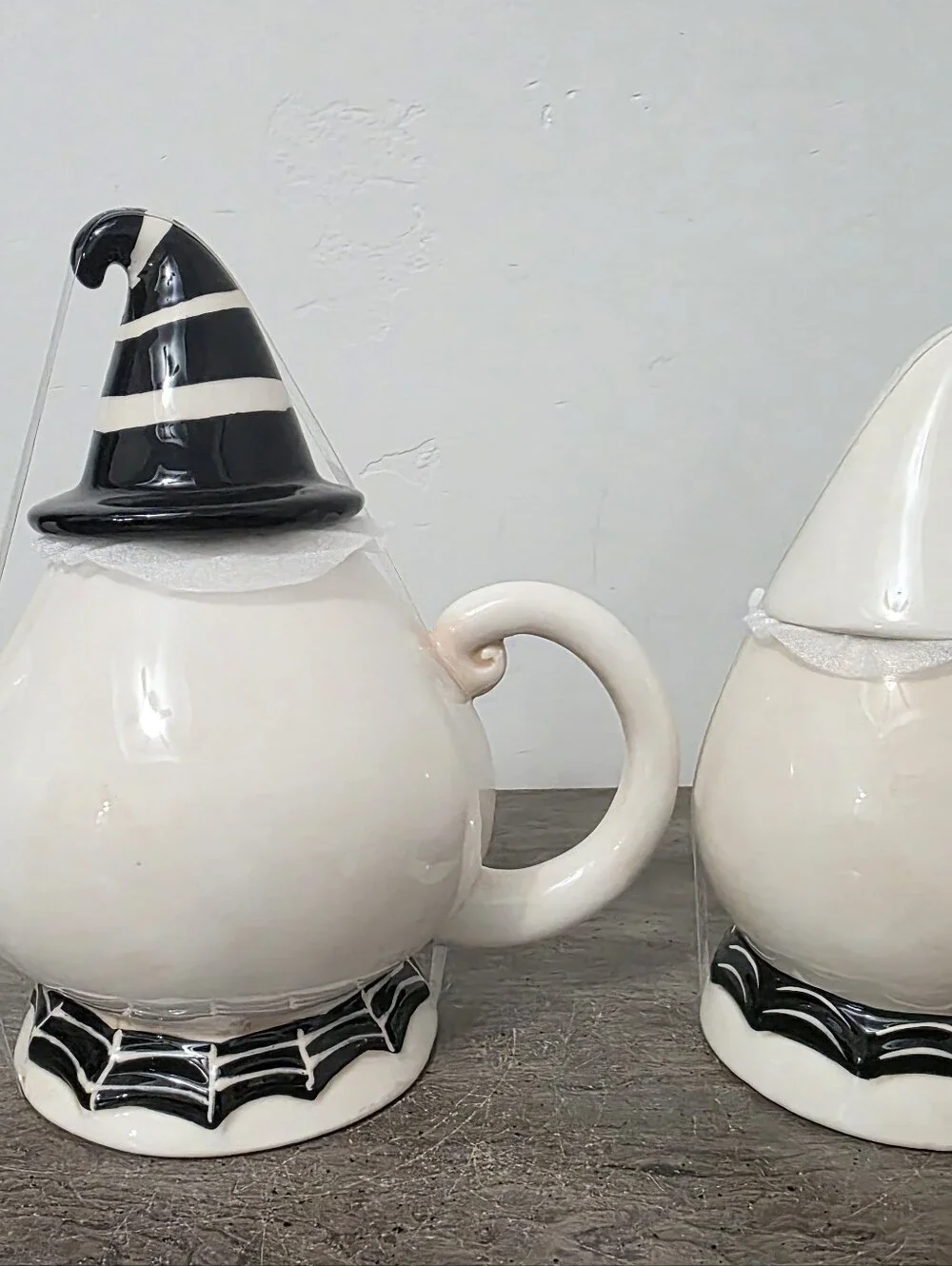 Johanna Parker Gus the Ghost Witch Spiderweb Teapot & Candy Jar New